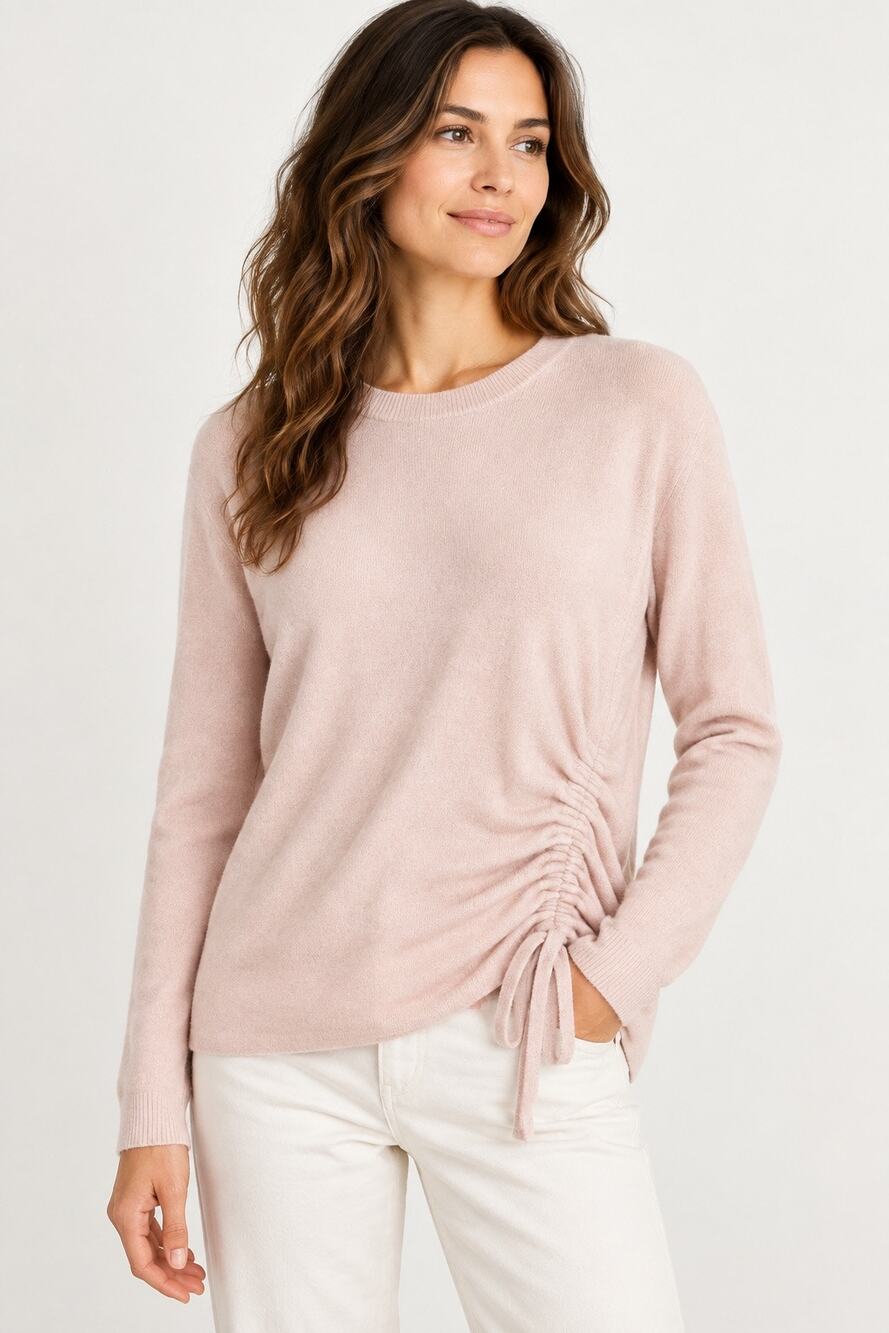 Brochu Walker Jacona Cashmere Blend Ruched Sweater Pale Pink XS